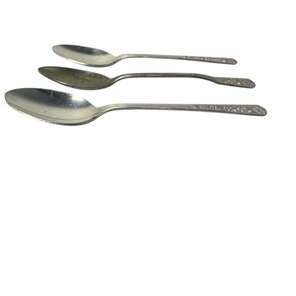 Set Of 3 Meridian Silver Plate Co. Dessert Teaspoon Spoon Vintage - Picture 11 of 15